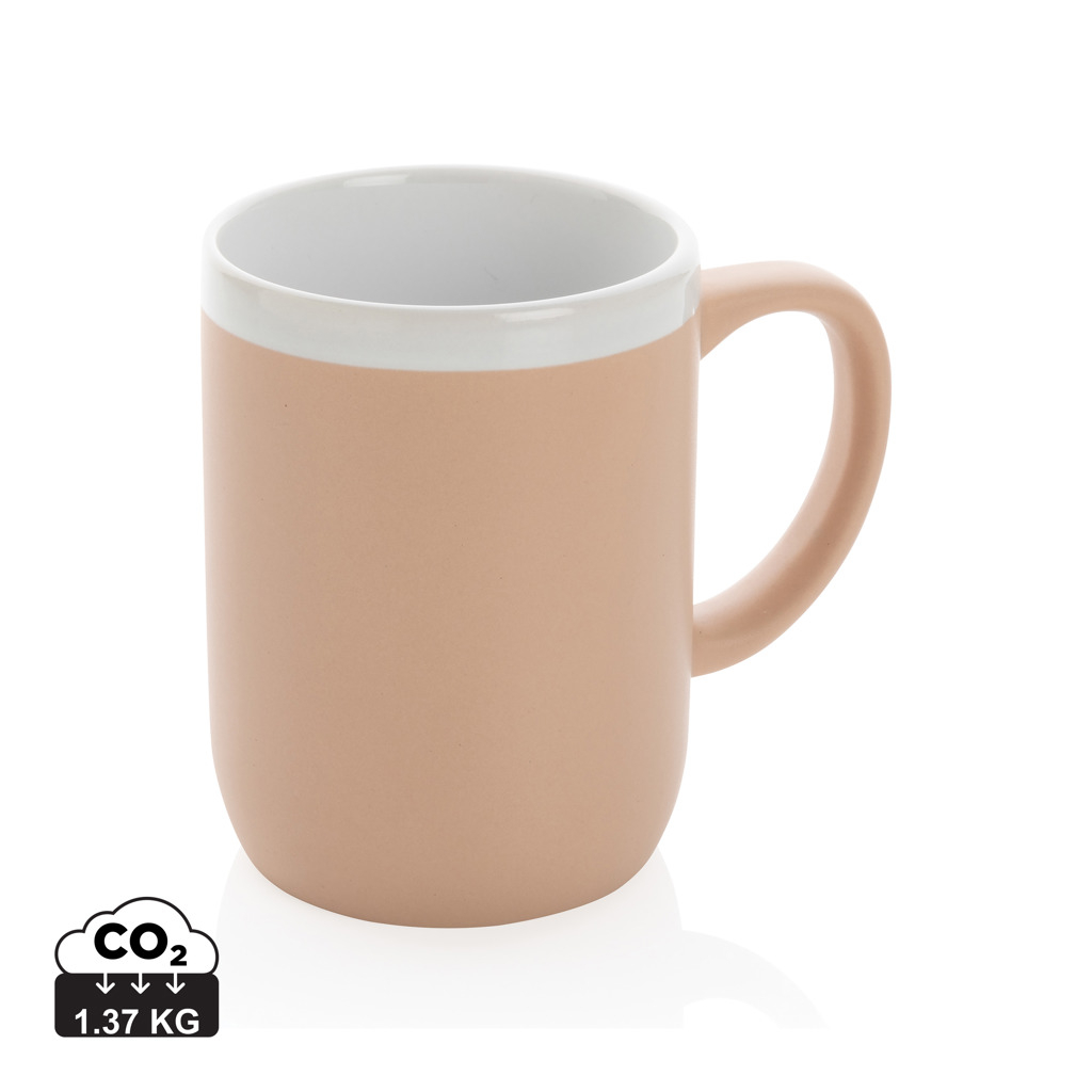 Mug mat publicitaire bord blanc 300 ml Marron et Blanc